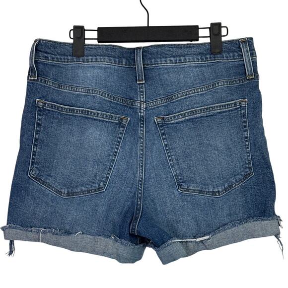 J. Crew High Waisted Cotton Distressed Raw Hem Cut Off Denim Shorts 30 Blue - Picture 14 of 15